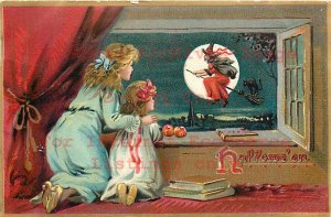 269217-Halloween, Tuck No 150-12, Children Watch Witch Flying on Broom