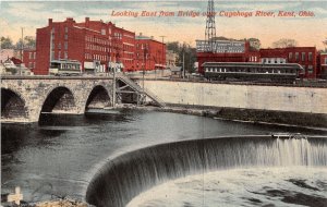 J71/ Kent Ohio Postcard c1910 Cuyahoga River Railroad Bridge Trolley 82