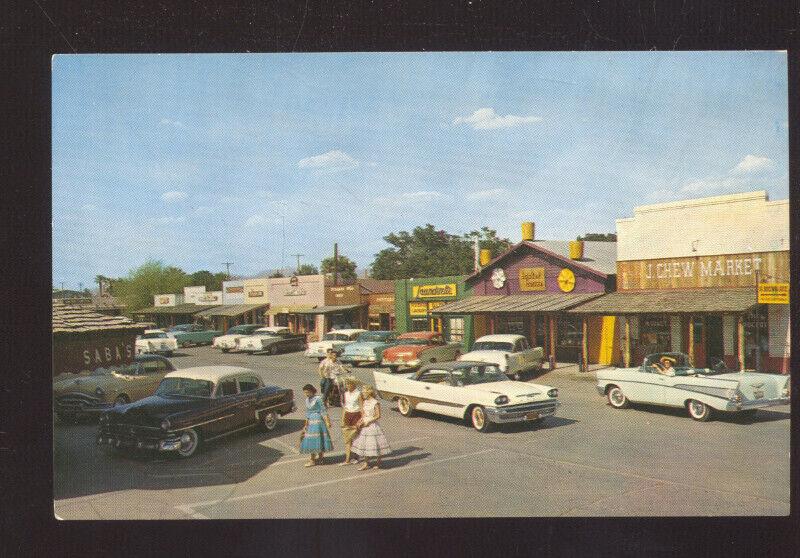 SCOTTSDALE ARIZONA 1957 CHEVY OLD CARS DOWNTOWN STREET SCENE OLD POSTCARD