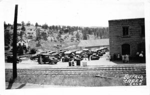 J23/ Buffalo Creek Colorado RPPC Postcard c1972 Reprint Railroad Homes Cars 52