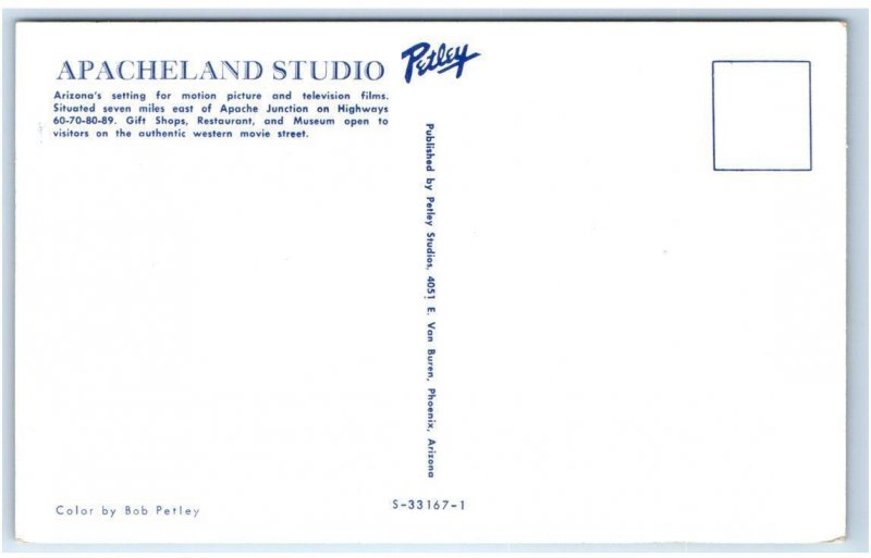 APACHE JUNCTION, AZ ~ Movie Set APACHELAND STUDIOc1950s Pinal County Postcard 