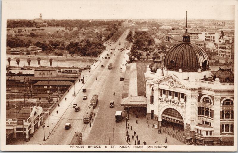 Melbourne Australia Princes Bridge & St. Kilda Road Mt Buffalo Postcard E62