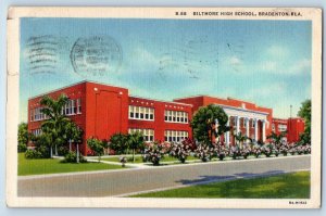 1938 Bradenton Florida FL Vintage Postcard Biltmore High School Building Posted