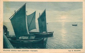 Navigation & sailing related vintage postcard Czech sailboats