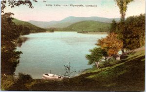 Postcard VT Plymouth - Echo Lake Park row boat - Albertype Hand-colored