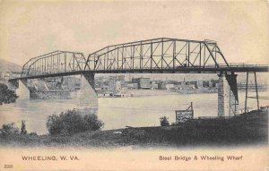 Steel Bridge Wharf Wheeling West Virginia 1905c postcard