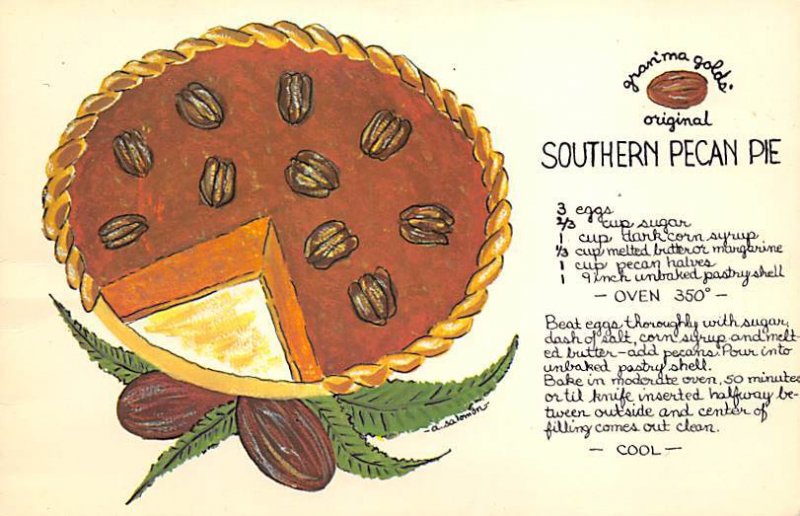 Grandmas Gold's Original Southern Pecan Pie Recipe Unused 