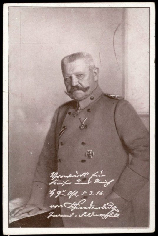 Germany WWI General Hindenburg Patriotic Feldpost PPC G67429