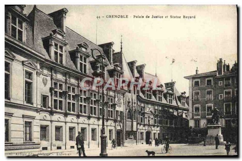 Postcard Grenoble Old Courthouse and Statue Bayard