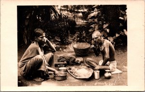 Ceylon Native People Curry Rice Sri Lanka Vintage RPPC C008