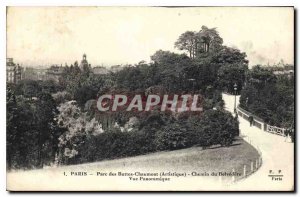 Postcard Old Paris Buttes Chaumont Park Artistic path Belvodere Panoramic