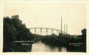 Carlyle Illinois C-1920s Factory Steel Bridge Kaskaskia River Postcard 20-1730
