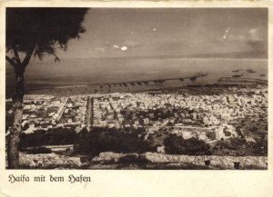 israel palestine, HAIFA, Panorama with Harbour (1930s) Postcard