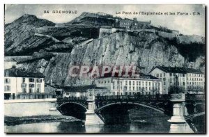 Grenoble Old Postcard Bridge of & # 39esplanade and strong