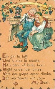 1910 Tuck Leatherette Couple Romance Saying Humor #4 Postcard 22-4028