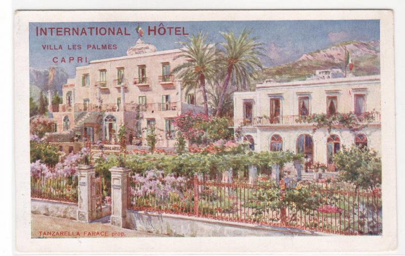 International Hotel Villa Les Palmes Capri Italy 1924 postcard