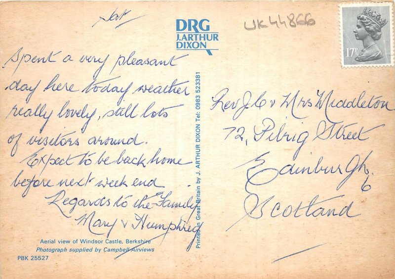 uk44866 aerial view windsor castle berkshire uk