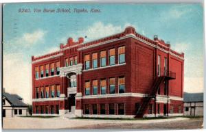 Van Buren School, Topeka Kansas c1913 Vintage Postcard N16