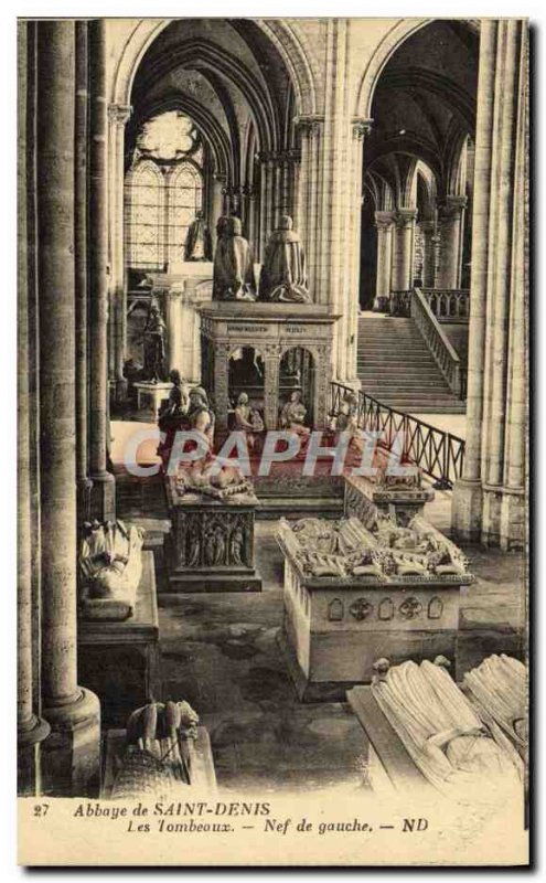 Old Postcard Abbaye De Saint Denis Tombeoux The Nave From Left