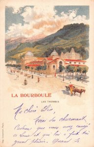 France La Bourboule Les thermes litho vintage postcard