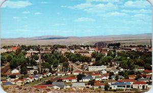 RAWLINS, WY Wyoming   PANORAMA from MONUMENT HILL c1950s Lincoln Hwy  Postcard