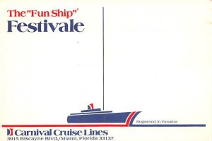 Festival Carnival Cruise Line Ship Unused 