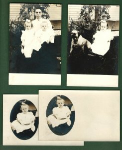 #138  RPPC Dog with Child in Baby Carriag & Family, U.W. Chaplain Photo Belmont