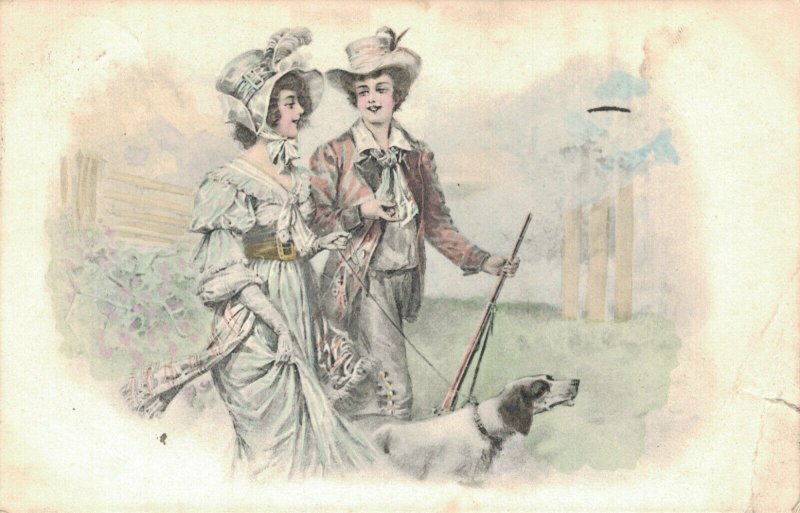 Happy couple with a dog Litho 02.98