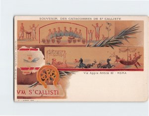 Postcard Souvenir Des Catacombes De St. Calliste, Rome, Italy