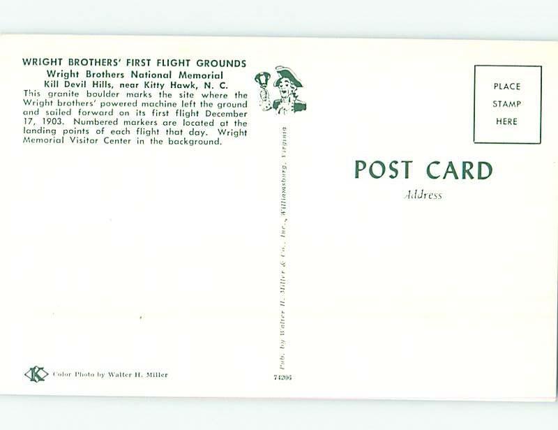 Pre-1980 KILL DEVIL HILLS - WRIGHT BROTHERS Kitty Hawk - Outer Banks NC hn8134