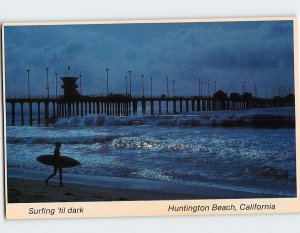 Postcard Surfing 'til Dark Huntington Beach California USA