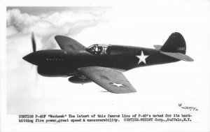 Military Aircraft Curtis P-40-F Warhawk 1940s RPPC Photo Postcard 20-8467