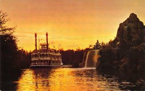 Disneyland, 1-292 Mark Twain at Dusk, Magic Kingdom, Old Postcard