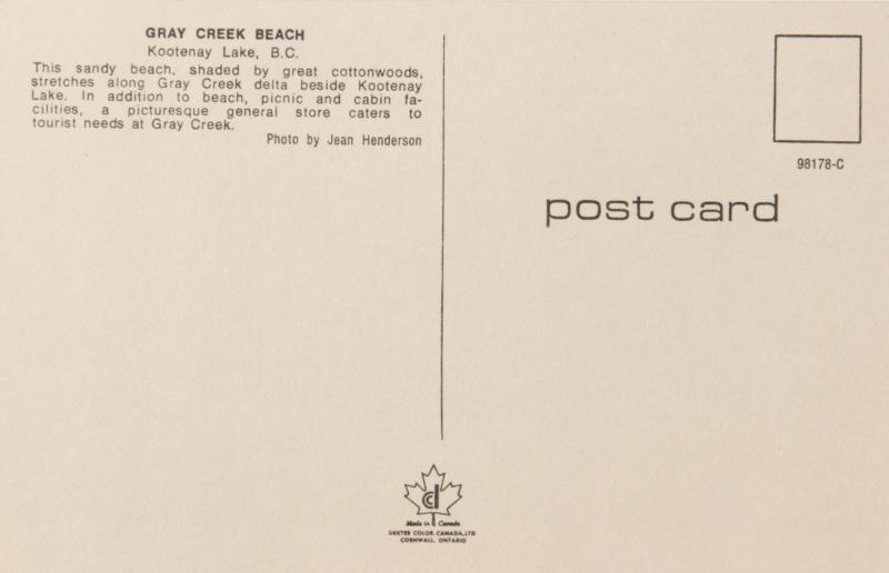 Gray Creek Beach Kootenay Lake BC Red Tent Unused Vintage Postcard D32 