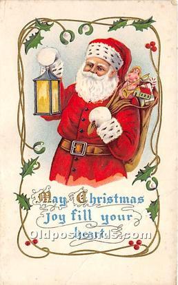 Santa Claus Christmas Postal Used Unknown big crease
