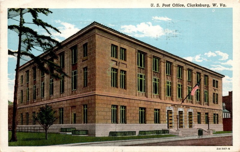 Keywords US Post Office Clarksburg West Virginia postcard train station Postcard