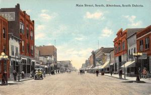 Aberdeen South Dakota Main Street South Scene Antique Postcard K13220