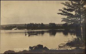 Moosup CT Pond - Boating c1910 Real Photo Postcard