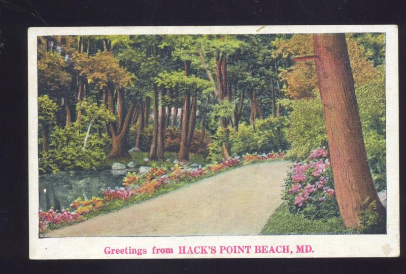 GREETINGS FROM HACK'S POINT BEACH MARYLAND ANTIQUE VINTAGE POSTCARD