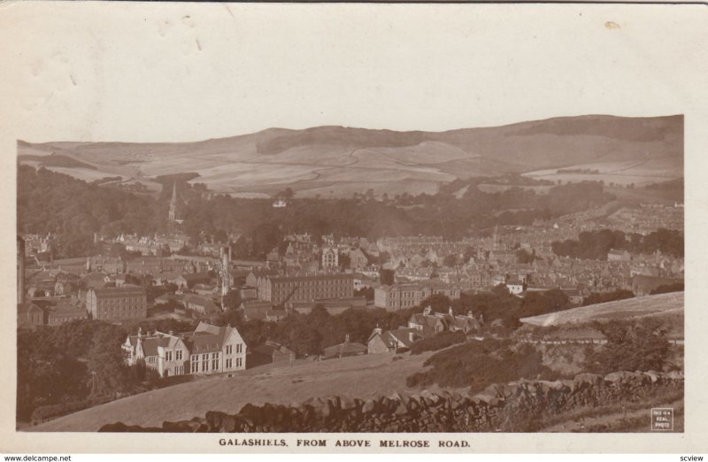 RP: Galashiels , Scotland , 1919 ; From above Melrose Road