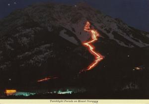 Torchlight Parade Mount Norquay Banff National Park AB Alberta 1975 Postcard D9