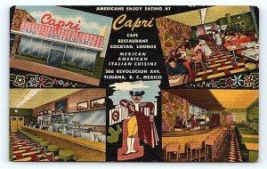 TIJUANA, Mexico ~ CAPRI CAFE Mexican & Italian Cuisine c1950s Linen Postcard