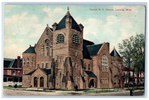 1912 Central ME Church Exterior Building Chapel Street Lansing Michigan Postcard 