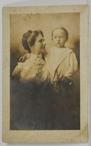 Beautiful Mother Proudly Looking at Son c1910 Unique Photo Postcard R4