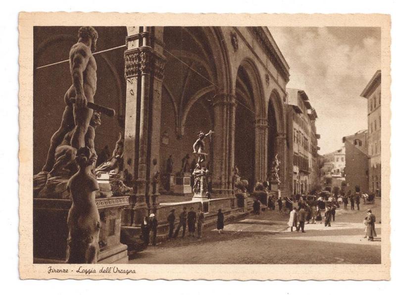 Italy Florence Loggia dell Orcagna Firenze Postcard 4X6 Lith