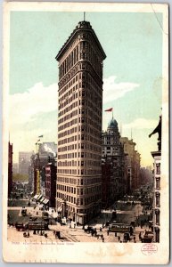 1907 Flatiron Building New York City Skyscraper Street View Posted Postcard