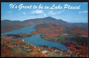 32020) New York LAKE PLACID Aerial View Mirror and Placid Lakes - Chrome