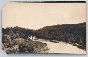 Michigan View on Indian Creek at the Bend RPPC  Postcard E24