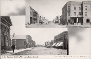 Weyburn Sk Business District Multiview Unused Lewis Rice Litho Postcard H25