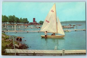 Chautauqua New York Postcard View Shore Line Miller Bell Tower Lake 1960 Vintage